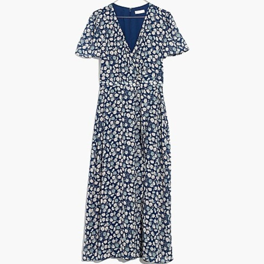 Wrap-Front Midi Dress in French Floral